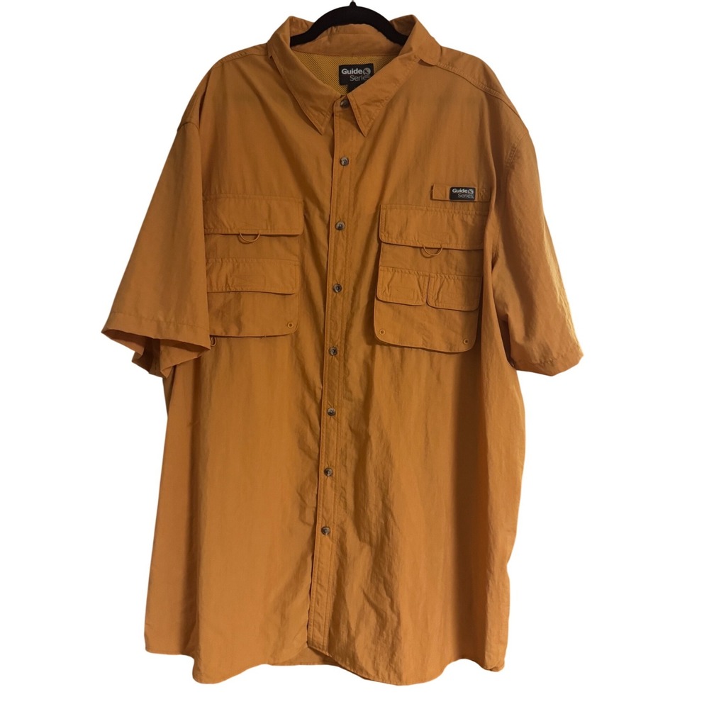 Guide Series Trinity Bay Fishing Shirt Mens 3XLT Orange Short Sleeve Nylon NWT